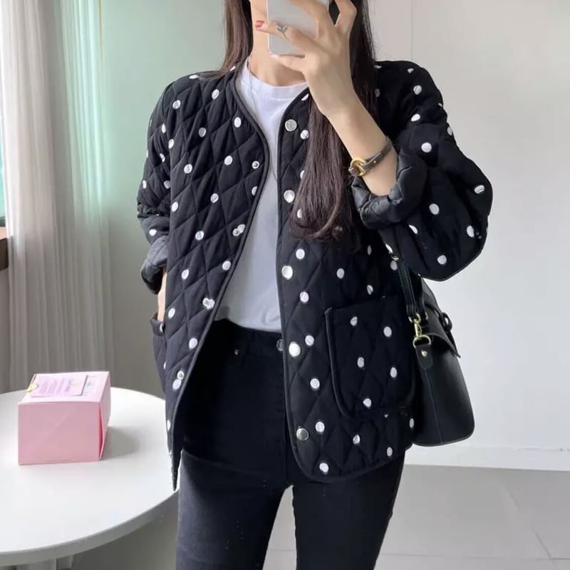 ドットノーカラーキルティングジャケット | HANNA CLOSET online