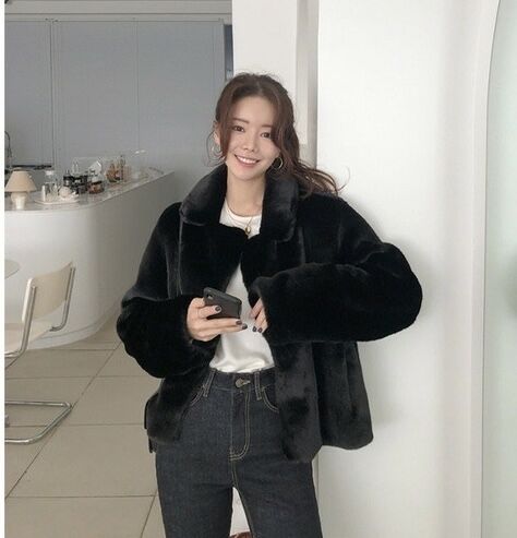 eco fur short jacket | HANNA CLOSET online