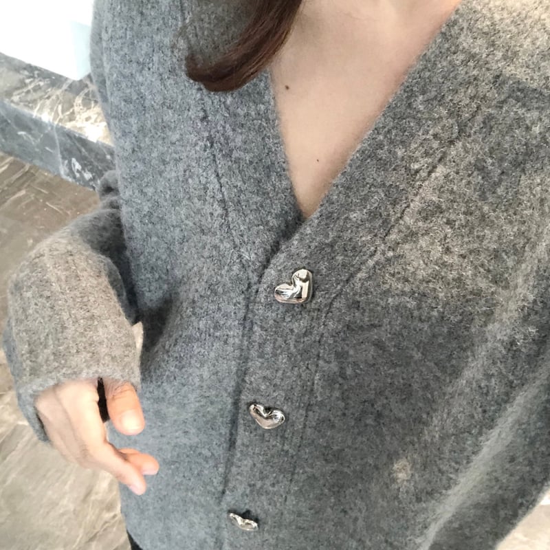 Hawico ヴィンテージ カーディガン グレー 金ボタン