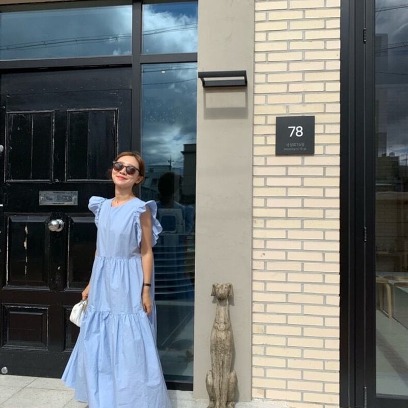 SANDRO ストライプ フリル ロングワンピース Luxury Fashion for women