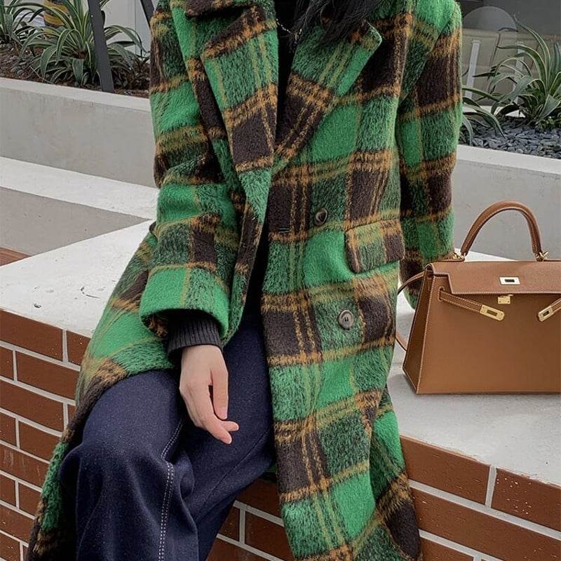 グリーンチェックオーバーコート | HANNA CLOSET online グリーンチェックオーバーコート | HANNA CLOSET online