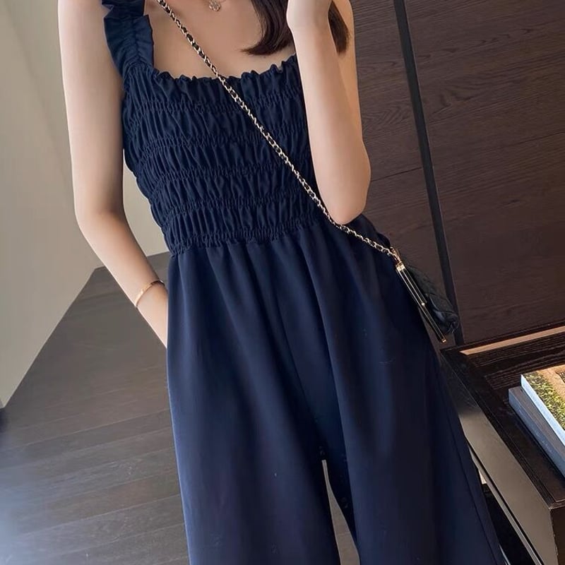 Navyシャーリングオールインワン | HANNA CLOSET online