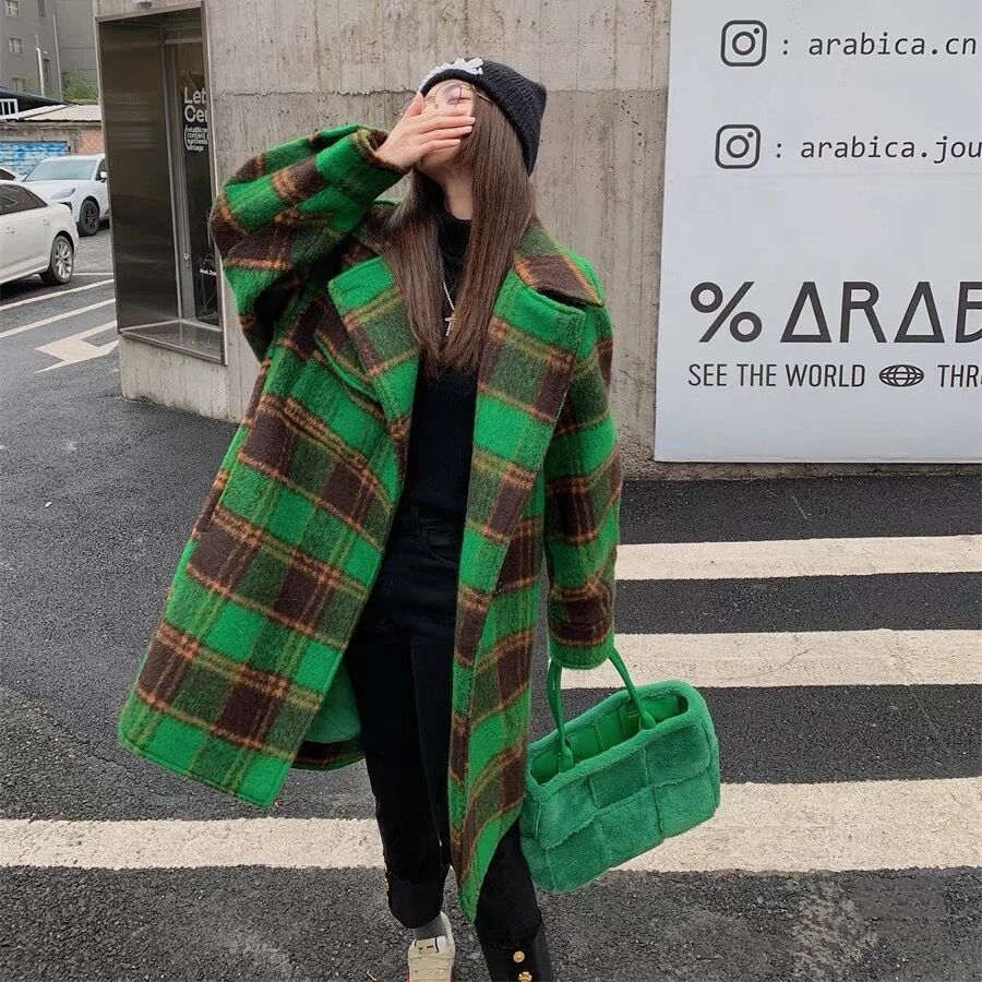 グリーンチェックオーバーコート | HANNA CLOSET online