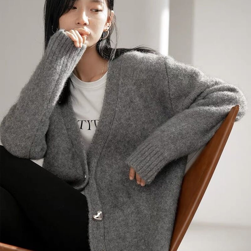 ハートボタングレーガーディガン | HANNA CLOSET online