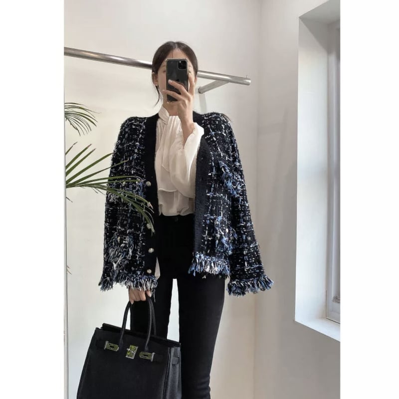 フリンジツイードカーディガン | HANNA CLOSET online