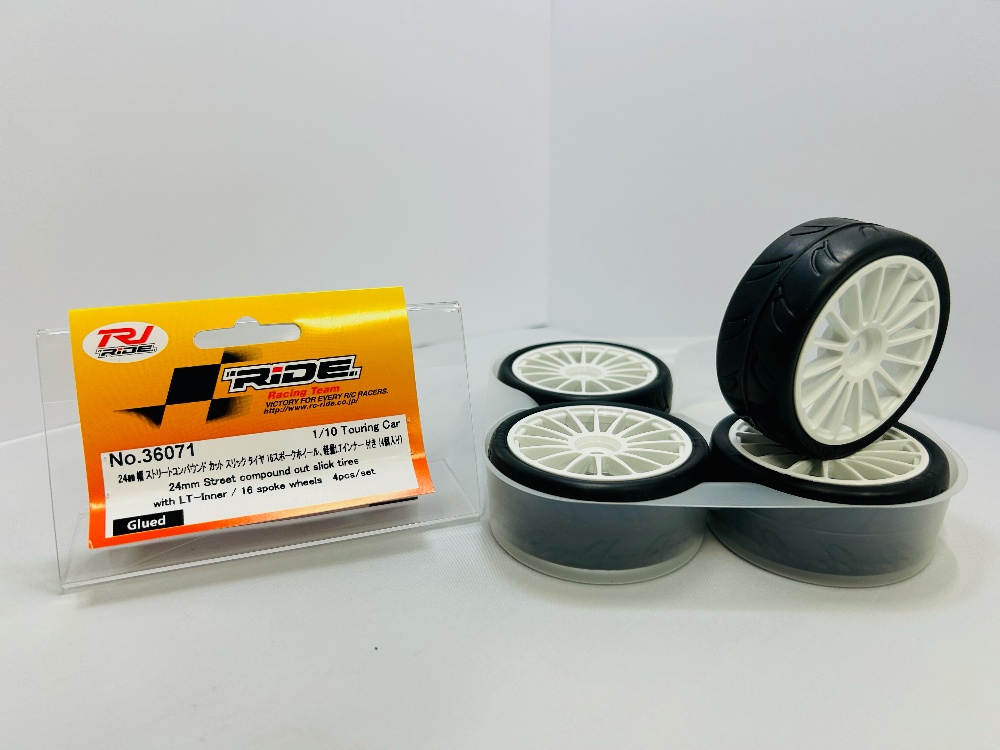 RIDE カットスリック 24MM 幅 16スポークホイール接着済みタイヤ