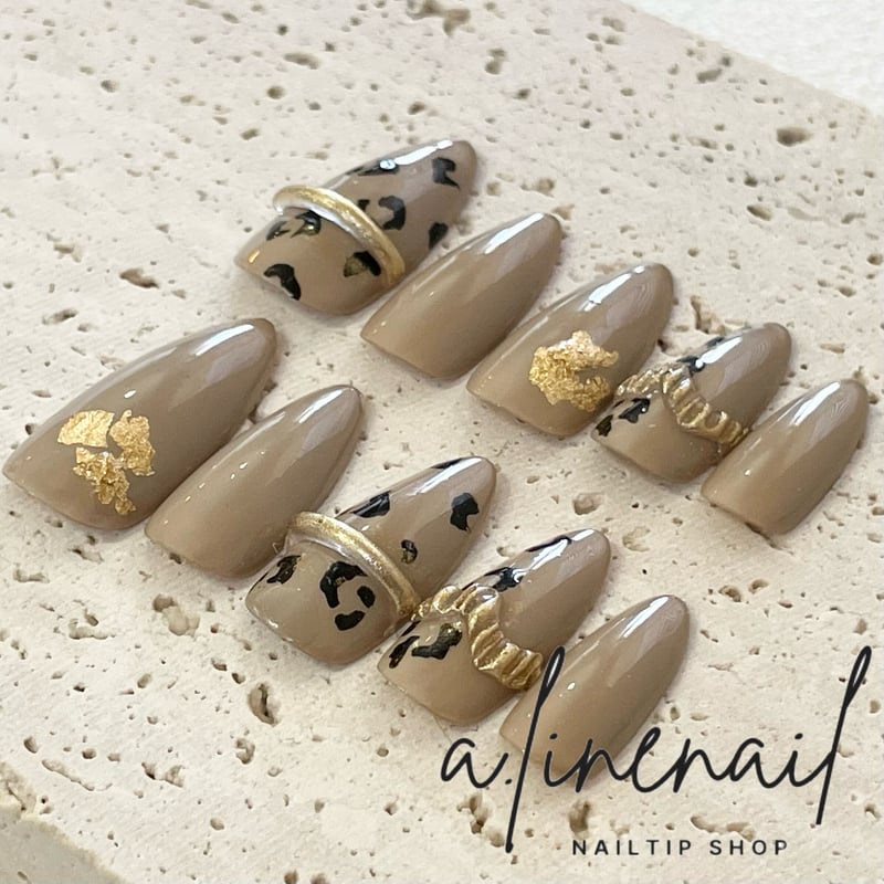 ネイルチップ　ヒョウ柄ネイル　アクセサリーネイル　リングネイル レオパード/リングネイル | a.line