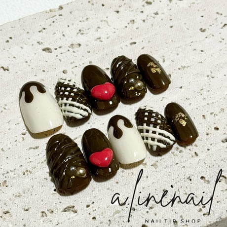 【No.047】バレンタインネイル♡リボン♡くま♡ハート♡チョコレート 🧸🎀💕 . #ハートネイル #くまネイル #クマネイル #リボンネイル