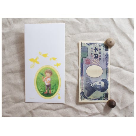 洋6タテ封筒　花を持つ子ども
