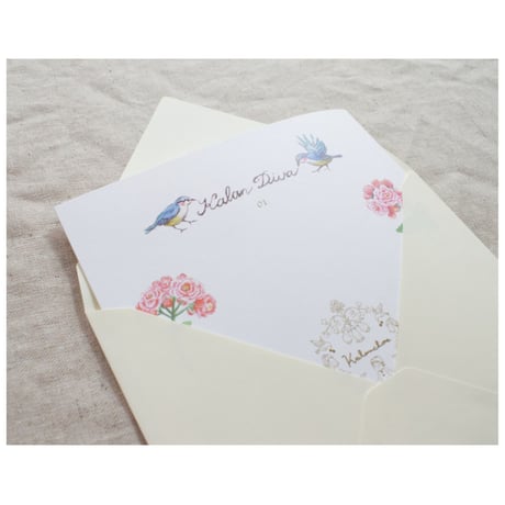 グリーティングカード　カランディーバの花・小鳥　KALANCHOE COLLECTION