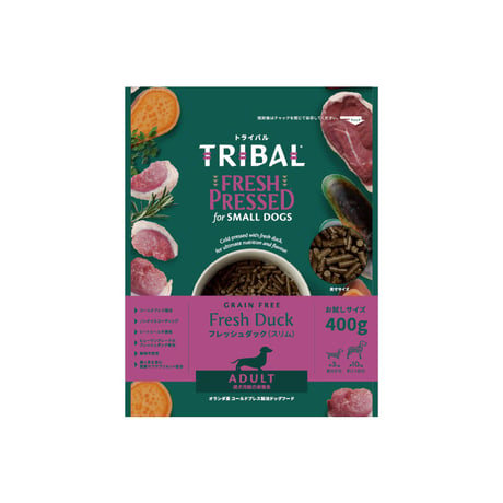 TRIBAL フレッシュダック(スリム) 400g/1.5kg/5kg 胃捻転含め消化が苦手な子や便の状態が不安定な子に