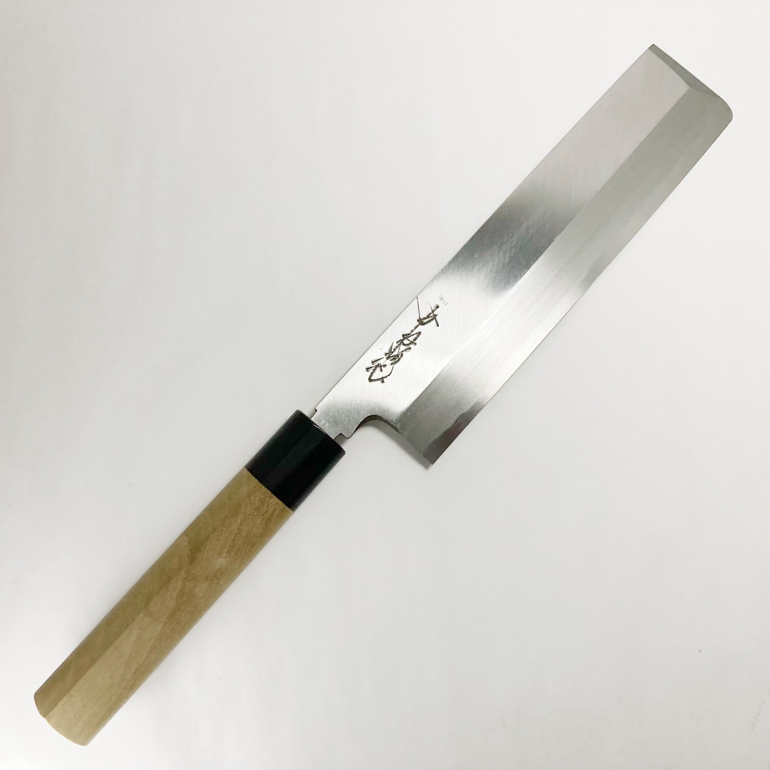 正本　築地　秀　霞　出刃　210mm 7寸　包丁 白鋼　和包丁　本職　水牛朴柄 original