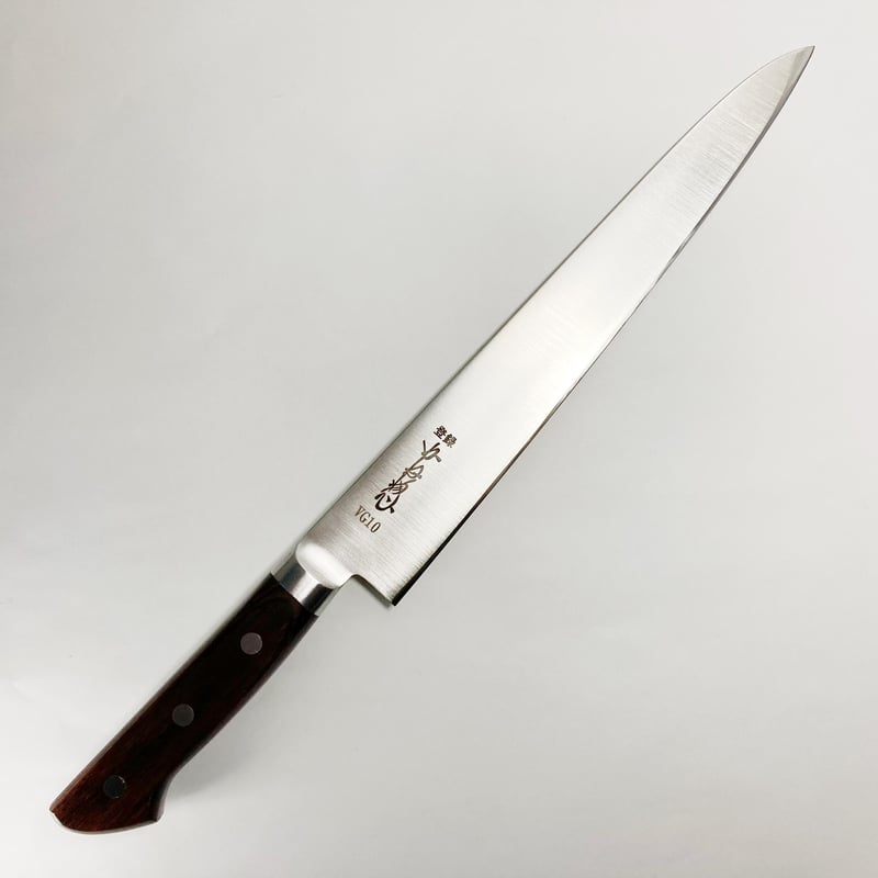 VG10 筋引包丁　スライサー　鞘付き 加藤義実 筋引 スライサー VG10鋼 槌目ダマスカス 270mm