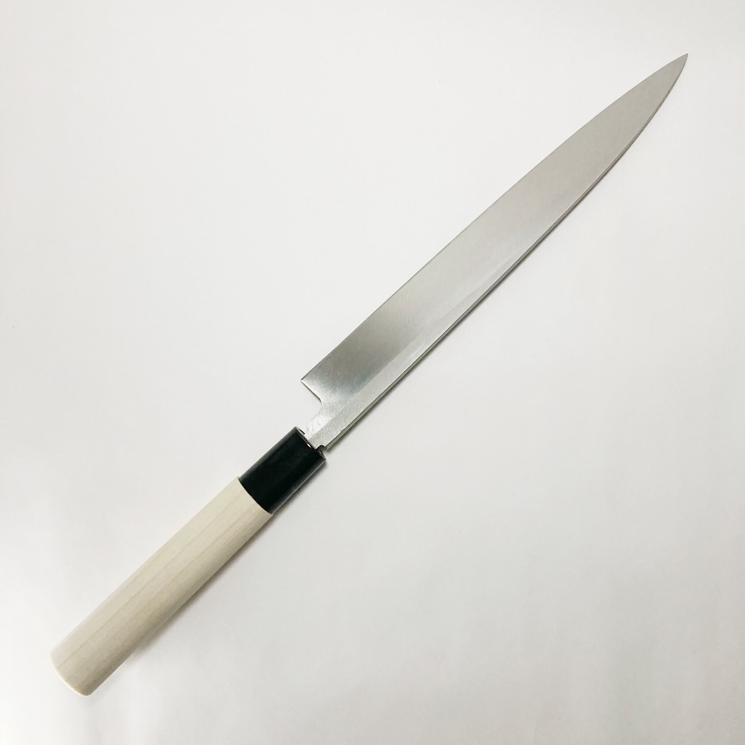 正本　築地　切付　柳刃　210mm 7寸　包丁　白鋼　和包丁　釣り　八角朴柄 original
