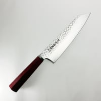 牛刀 ステンレス鋼 VG10 レッド柄 6寸（180mm） 鎚目仕様 切付型