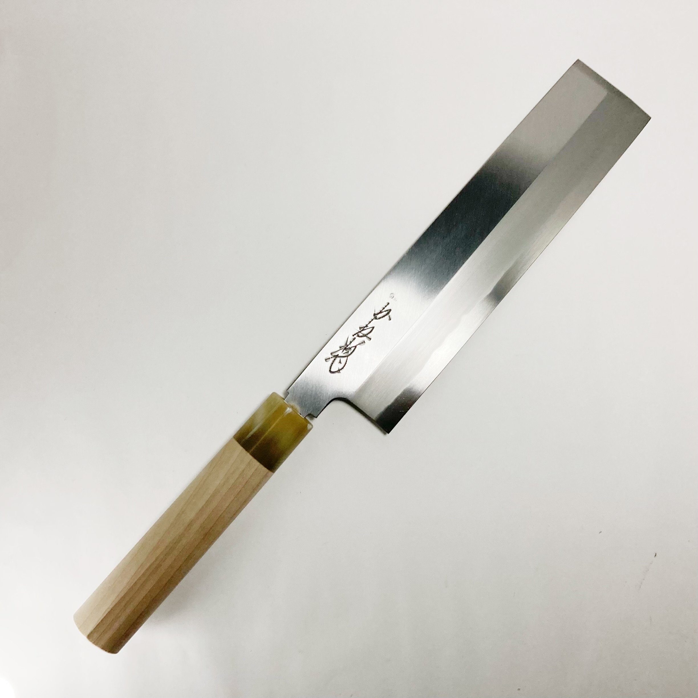 堺　河村刃物　源正房　霞　薄刃　185mm 包丁　白鋼　和包丁　美品　水牛柄 original