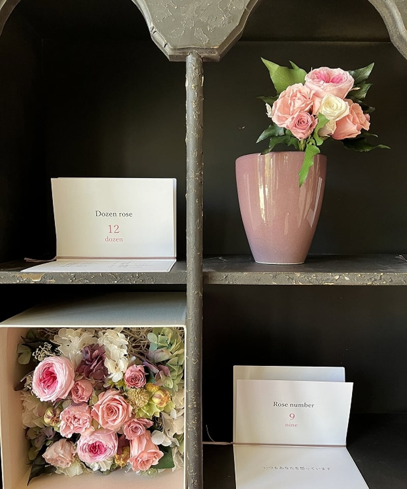 スワロフスキー ピンクローズ　ローズポット 薔薇 12本のバラ ○Dozen rose / ダズンローズ 12本のバラの花 （ピンク / ブーケ