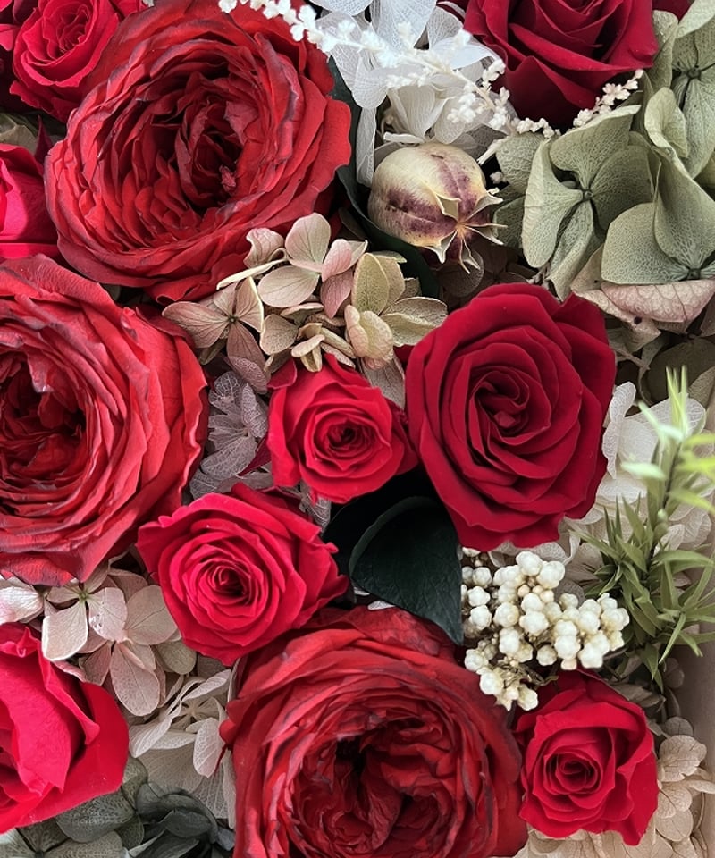 ○Rose number / ローズナンバー ボックスアレンジメントL（赤 /20本