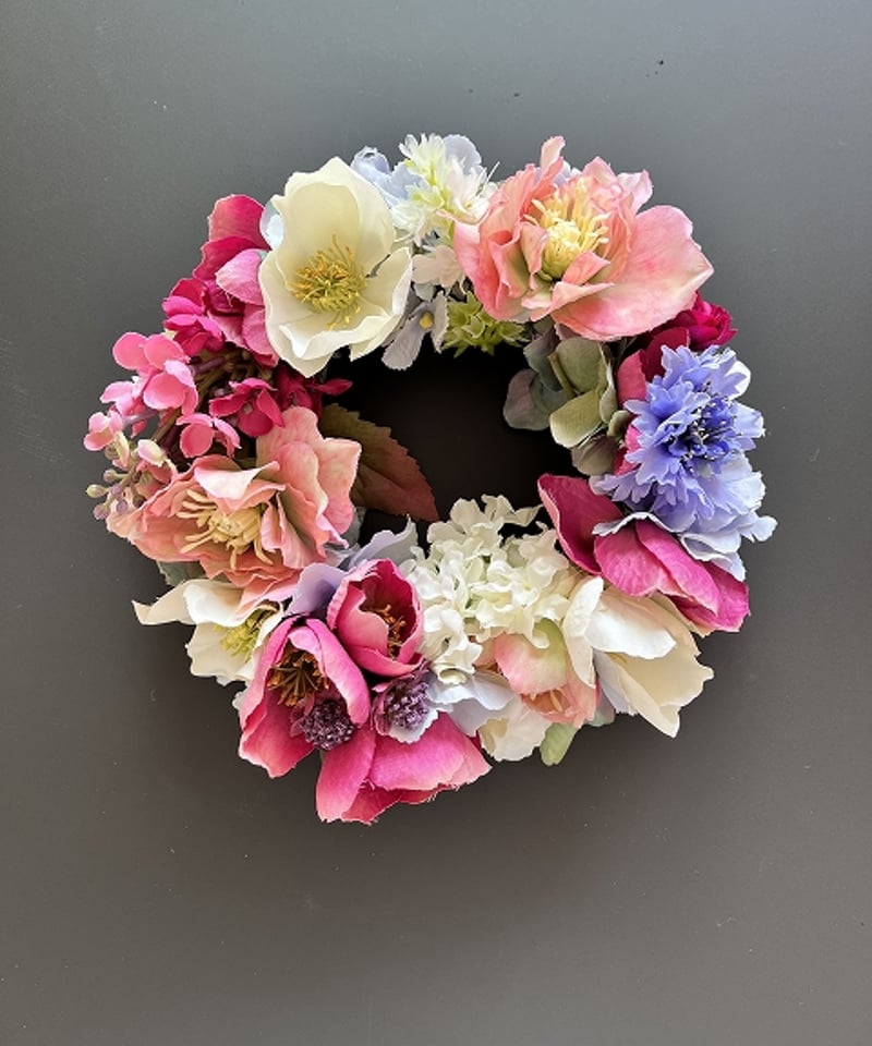 フラワー・リース HI 即日☆GREENHOUSE/HWナチュラルリース L オレンジオータム2024/HW644-A