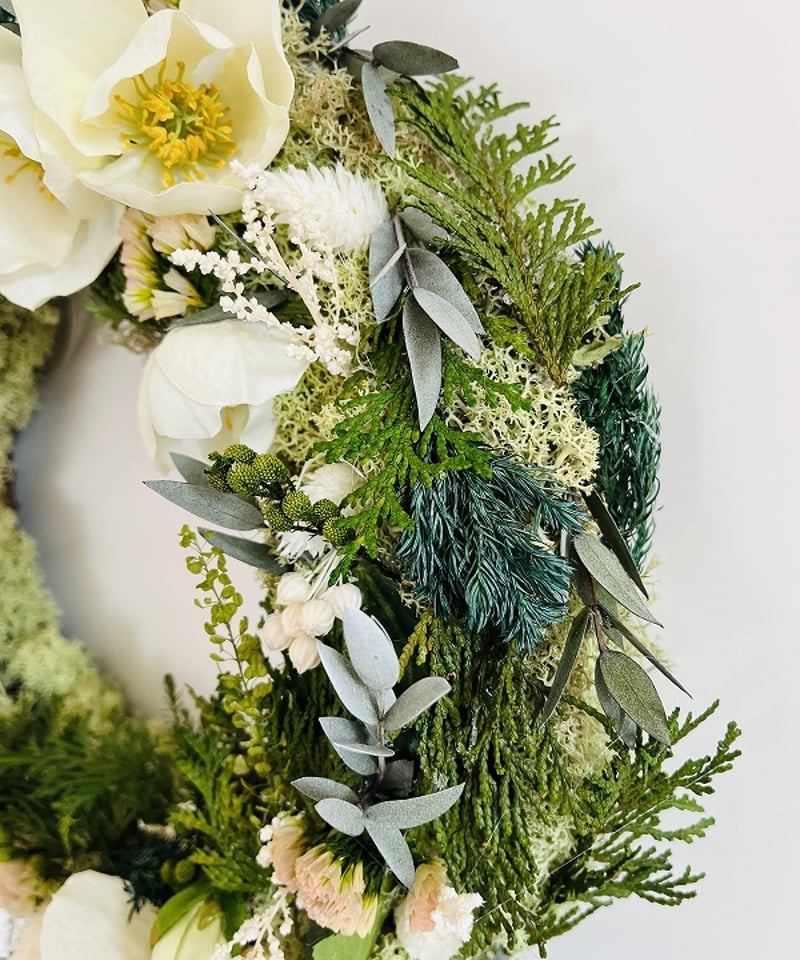 白いクリスマスローズのガーデンリース】 L ホワイト | Little Gardener 