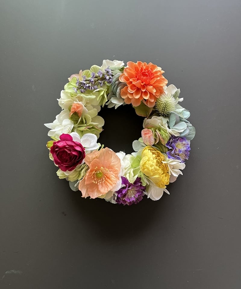 フラワー・リース oj リース 造花 アートフラワー お花 プレゼント 玄関リース