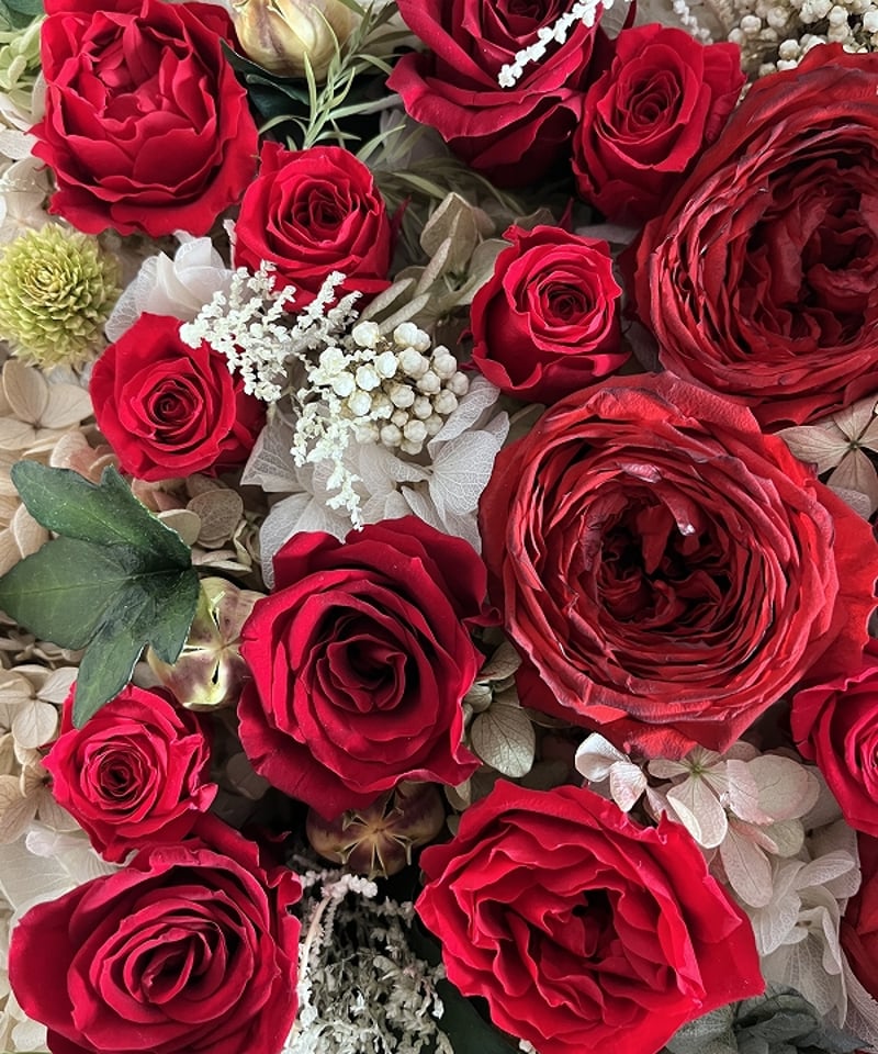 ○Rose number / ローズナンバー ボックスアレンジメントL（赤 /20本