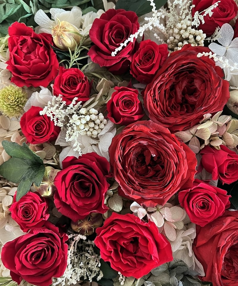 ○Rose number / ローズナンバー ボックスアレンジメントL（赤 /20本