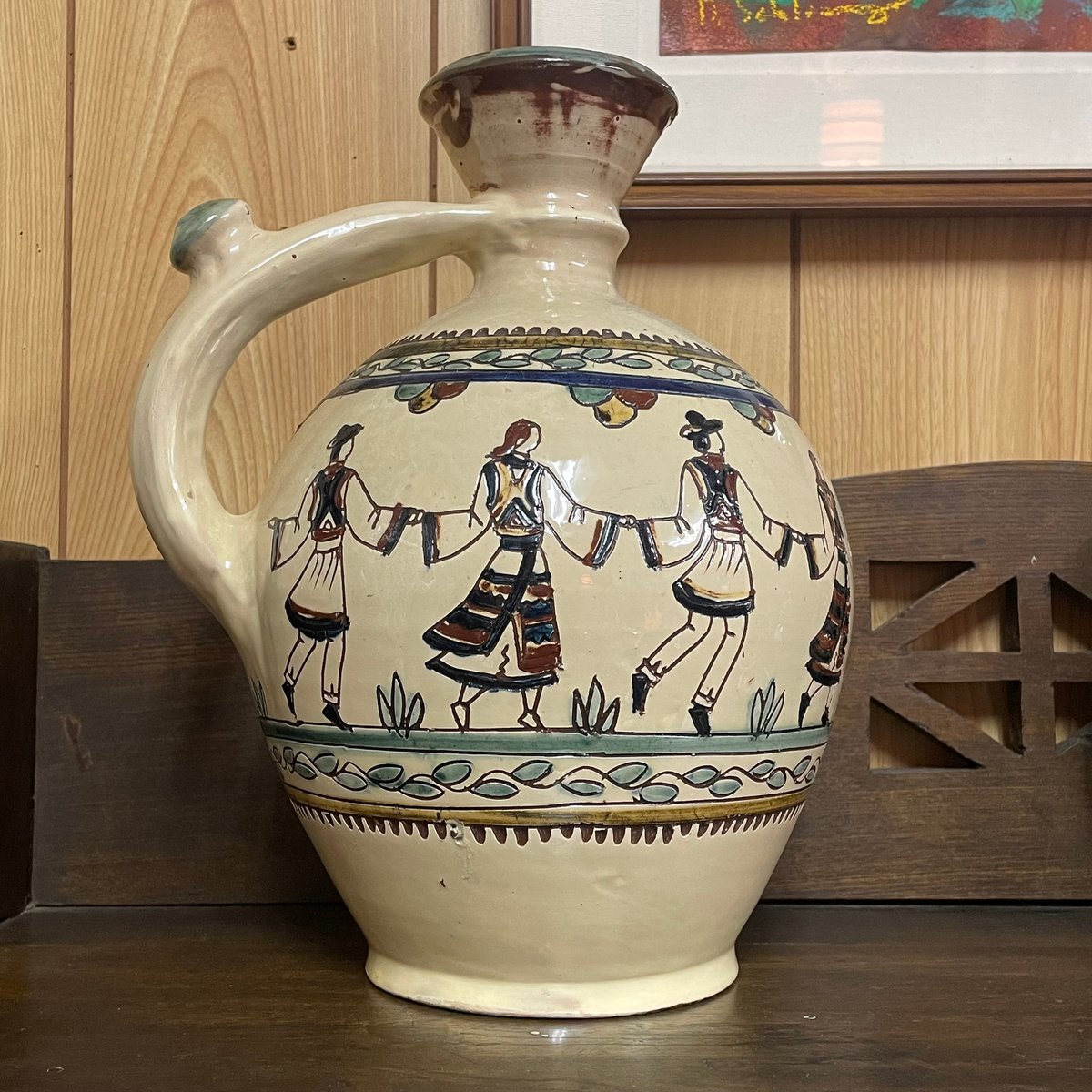 フォークアート　大きい壺　花瓶　オブジェ　柄　 素焼き　ネイティブ　花器 フォークアート 大きい壺 花瓶 オブジェ 柄 素焼き ネイティブ 花器