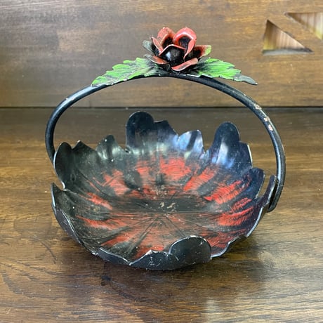 ♪フランスアンティーク ガラスの青い花のキャンディボックス