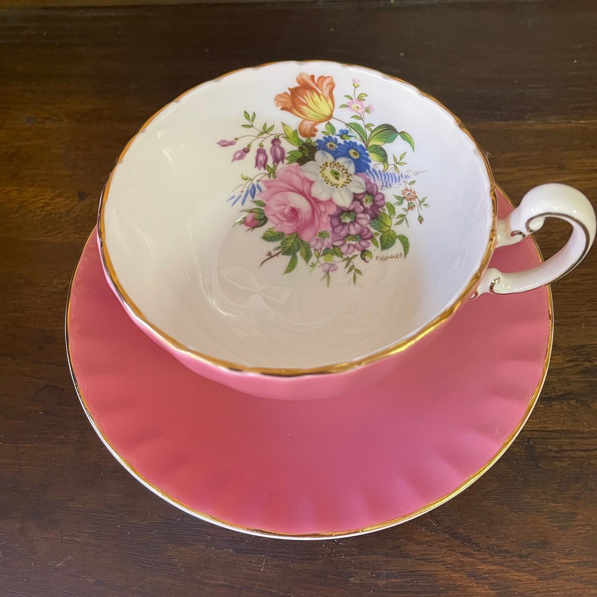 ヴィンテージ AYNSLEY エンズレイ ハワードスプレイ 陶花 花かご エインズレイ Aynsley 陶器花籠 陶花