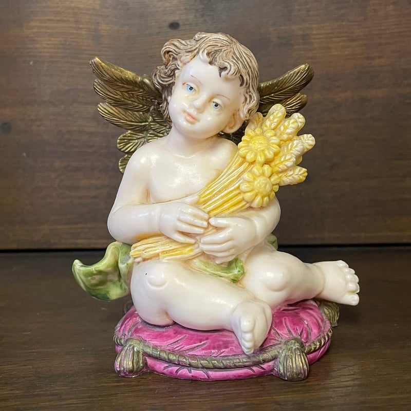 イタリア製 天使壁掛け鏡(ピンク) イタリアヴィンテージ 天使の