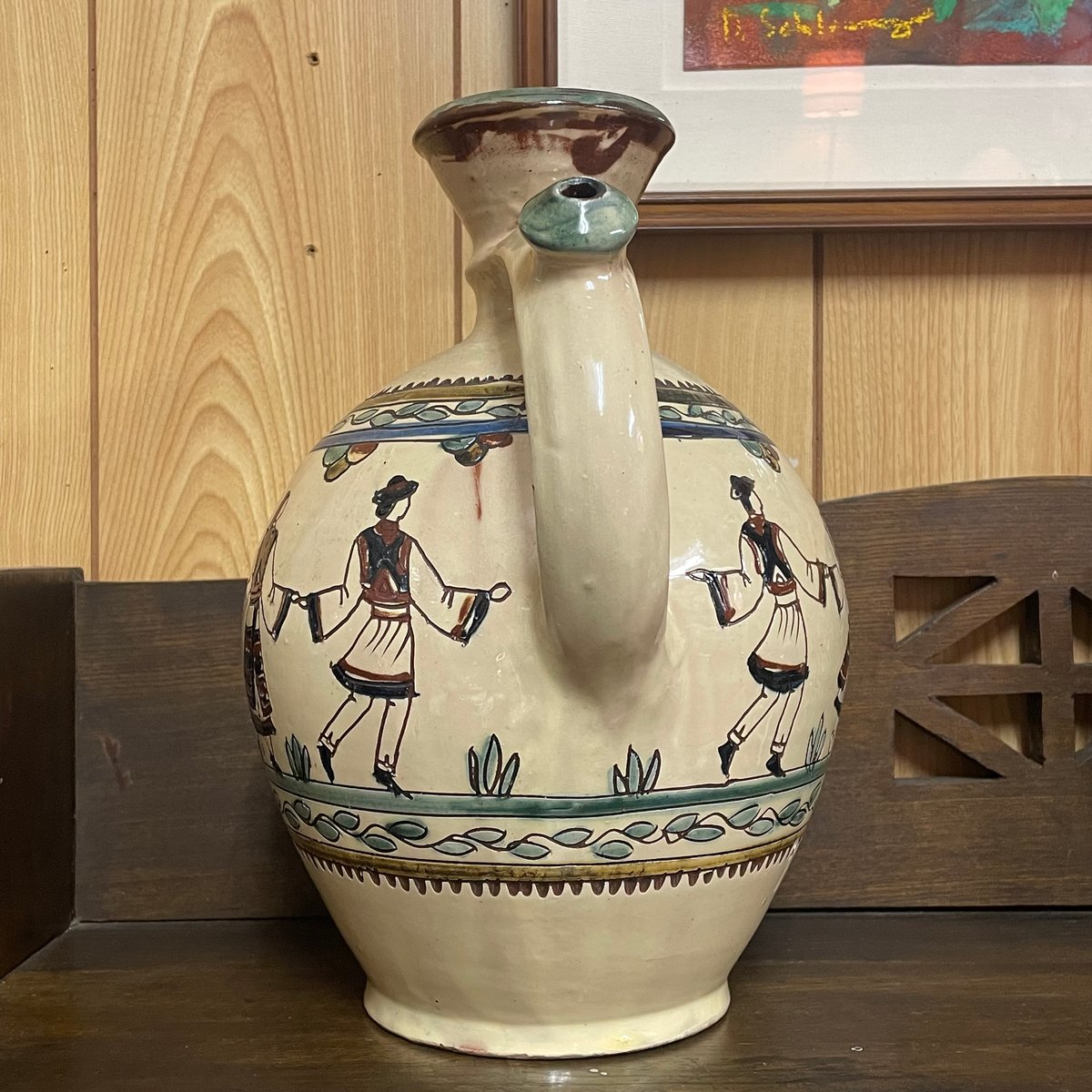 フォークアート 大きい壺 花瓶 オブジェ 柄 素焼き ネイティブ 民族