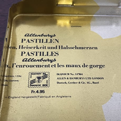 Vintage Tin Allenburys PASTILLES アレンバリー トローチの古い空缶 Tin缶 馬車柄 ブリキ缶
