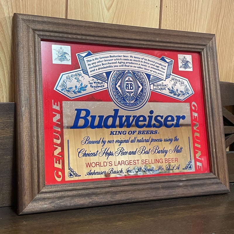 特大 ビンテージ パブミラー Budweiser バドワイザー アンティーク 鏡