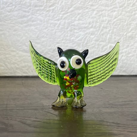 ウランガラス　ふくろう　小物入れ　置物 ウランガラスふくろう小物入れ置物