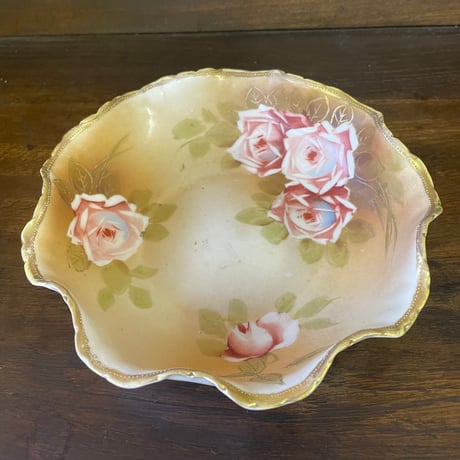 オールドノリタケ メープルリーフ印 薔薇 金彩 ボウル