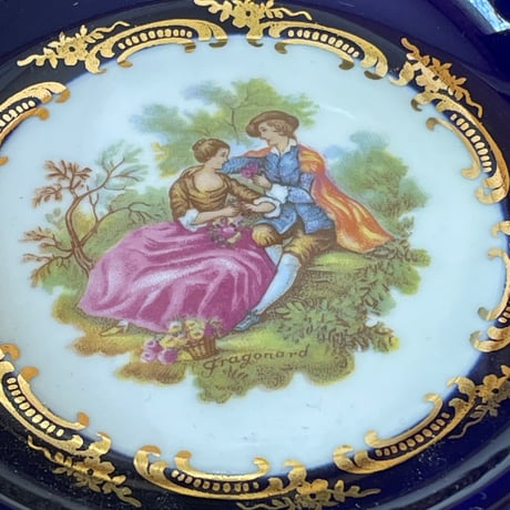 LIMOGES CASTEL リモージュ キャッスル アッシュトレイ コバルト 灰皿 フランス製