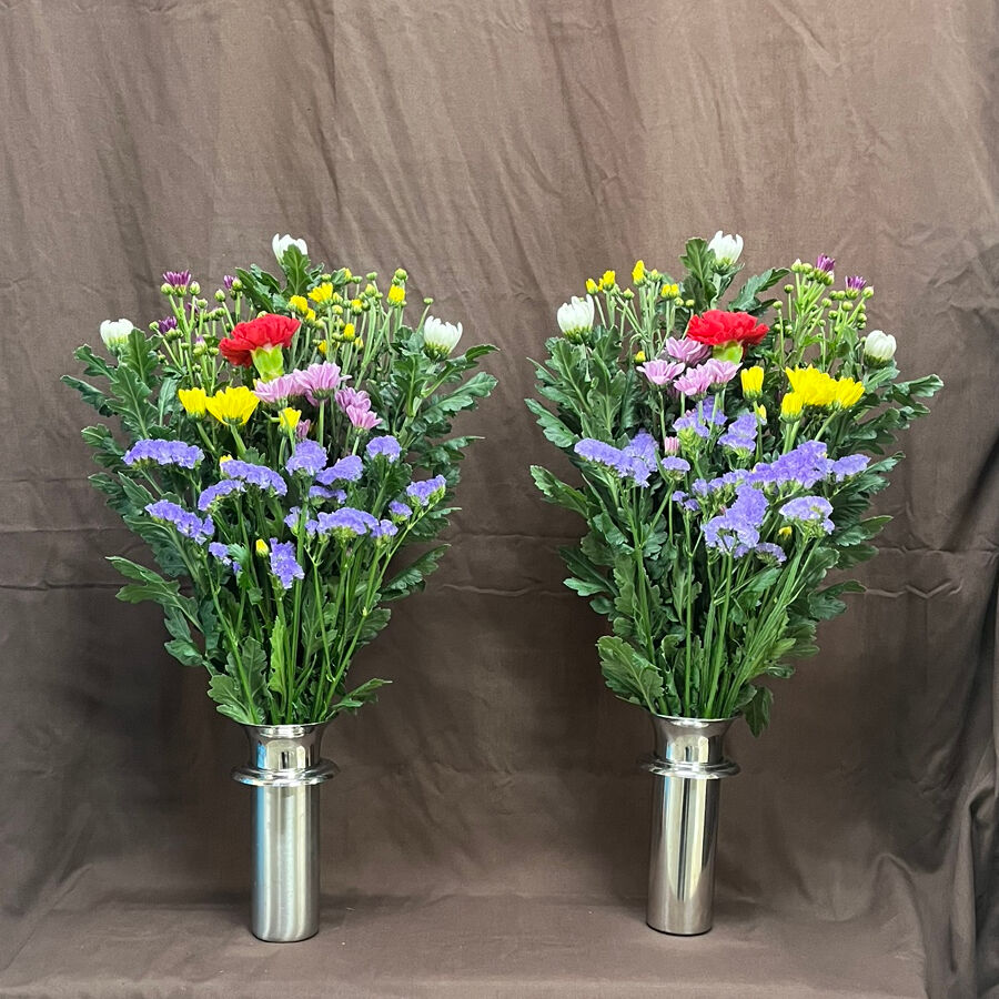 時代物仏花～1対 Amazon｜山久 造花 仏花 紅花とオダマキの花束 一対 約43cm CT