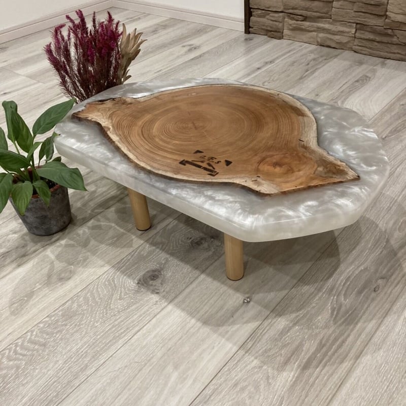 ケヤキ、欅の花台 インテリア テーブル 年輪