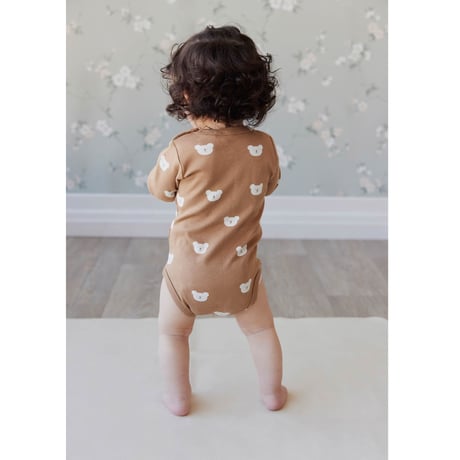 J A M I E   K A Y - Organic Cotton Long Sleeve Bodysuit |  Bears Caramel Cream