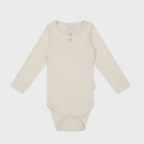 J A M I E   K A Y - Organic Cotton Fine Rib Long Sleeve Bodysuit |  Milk