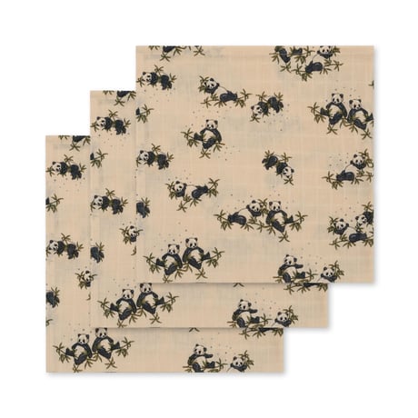KONGESSLOEJD - 3 pack Muslin Cloth Gots |  Panda Nuit