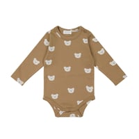 J A M I E   K A Y - Organic Cotton Long Sleeve Bodysuit |  Bears Caramel Cream