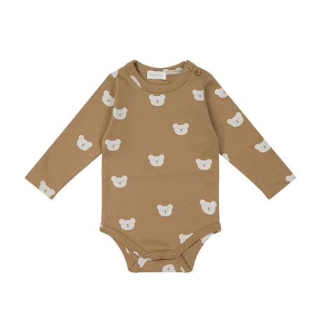 J A M I E   K A Y - Organic Cotton Long Sleeve Bodysuit |  Bears Caramel Cream