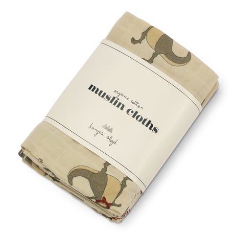 KONGESSLOEJD - 3 pack Muslin Cloth Gots |  Dansosaurus