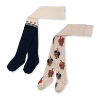 KONGESSLOEJD - 2pack Flower Jacquard Tights  |  Cherry・Cat