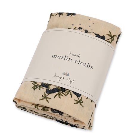KONGESSLOEJD - 3 pack Muslin Cloth Gots |  Panda Nuit