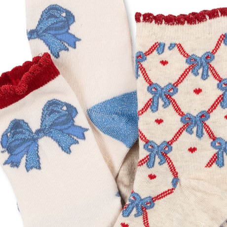 KONGESSLOEJD - 2 PACK JAQUARD BOW SOCKS  |  BOW MIX