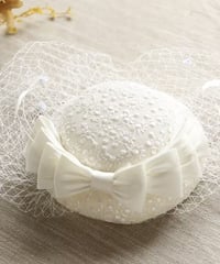 トーク帽　カクテルハット　ベッドドレス　ヘアアクセサリー　リボン　レース