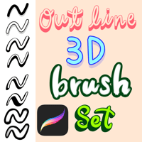 Procreate ブラシ8種　3Dふちペンセット